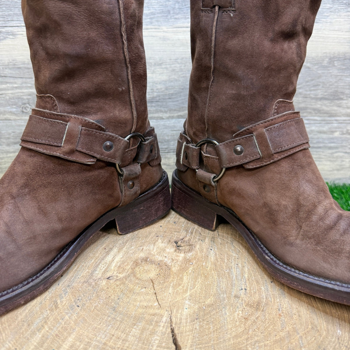 Kenneth Cole Men - Size 8 - Chocolate Suede Harness Square Toe Moto Boots M60903