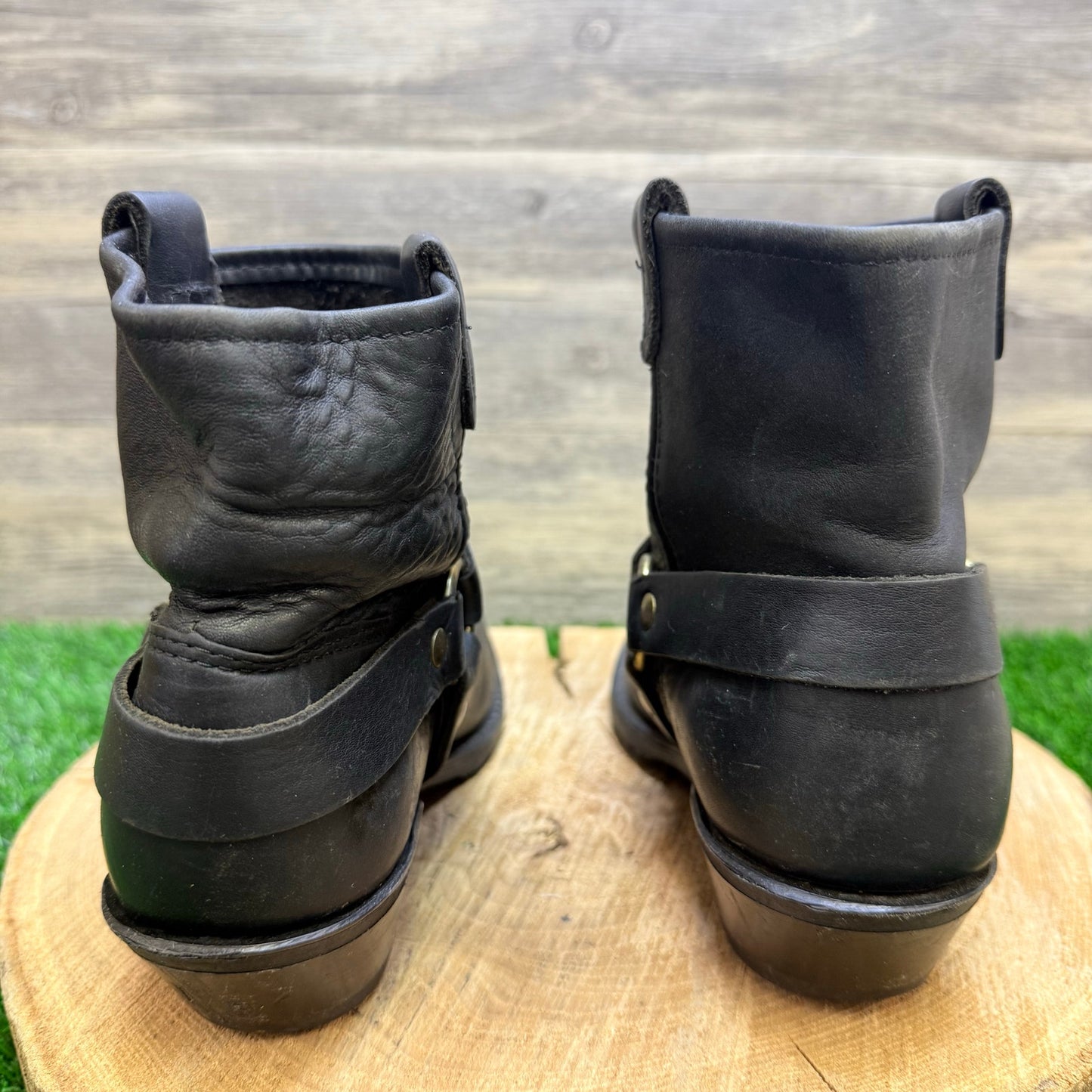 Double H Men - Size 7 - Black Harness Ankle Boots