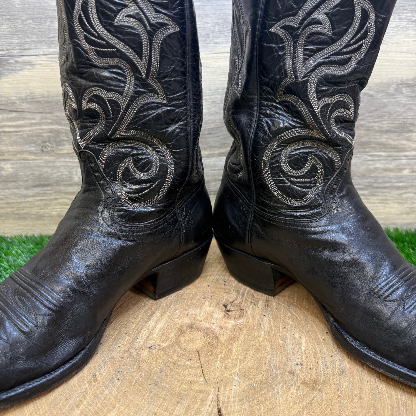 Hondo Boots Men - Size 10D - Vintage Black Western Cowboy Boots Style 90544