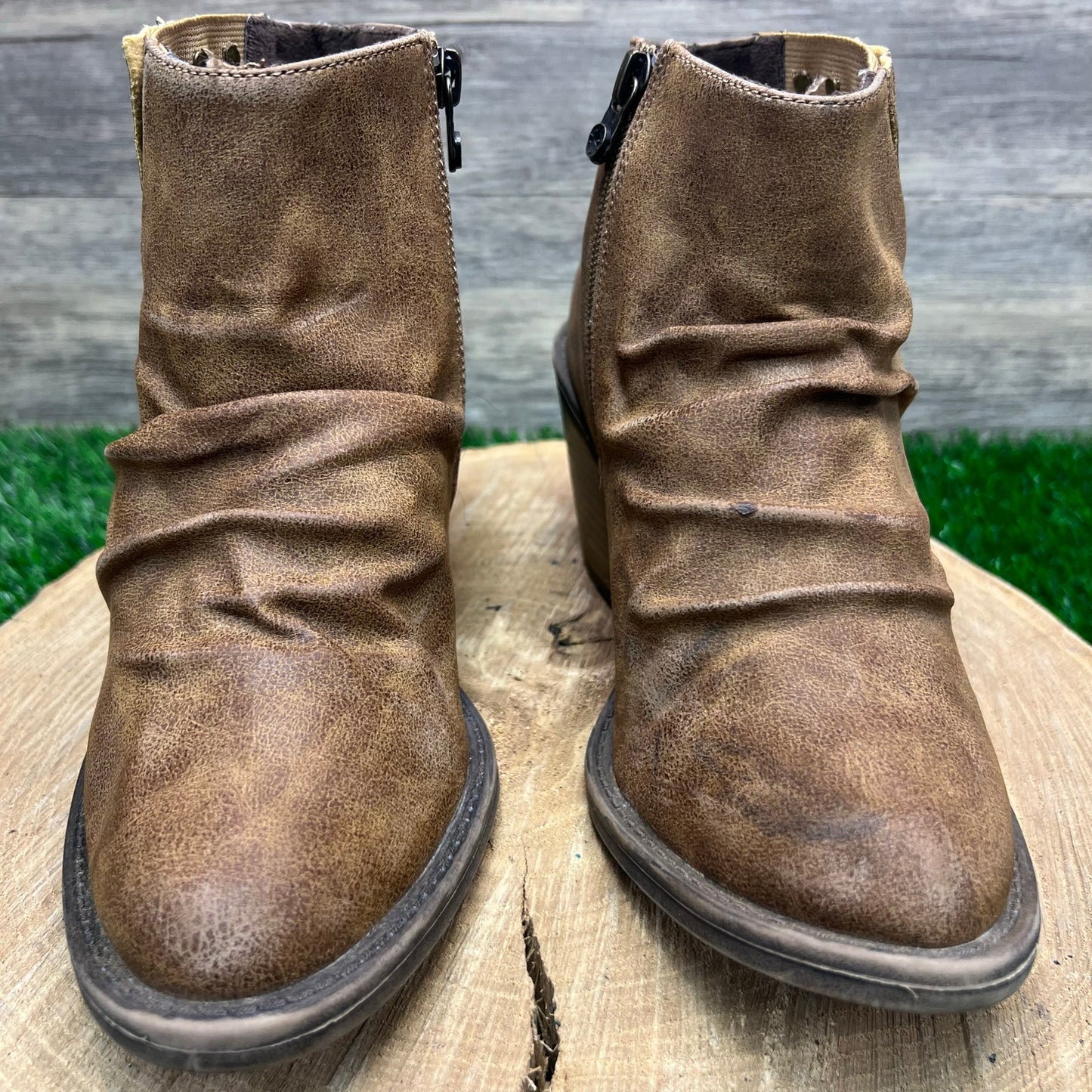 Blowfish Women - Size 8 - Brown Malibu Vegan Zipper Ankle Boots