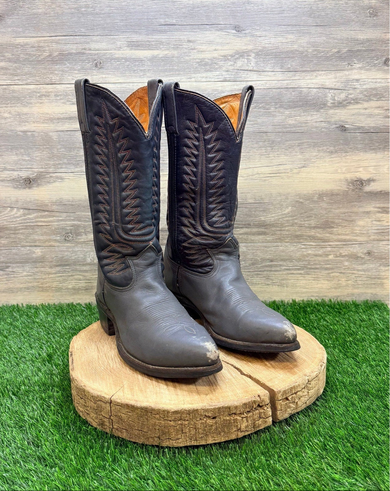 Iron Age Men - Size 8D - Vintage Black / Gray Steel Toe Cowboy Boots 5077