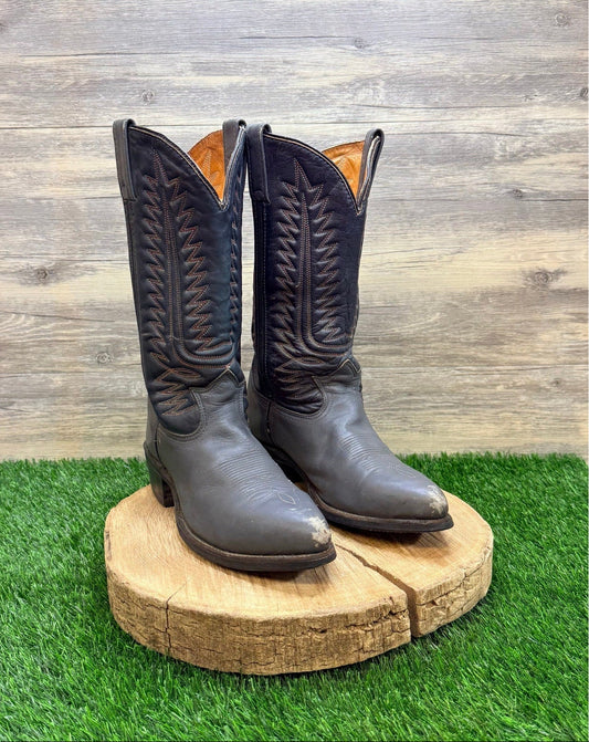 Iron Age Men - Size 8D - Vintage Black / Gray Steel Toe Cowboy Boots 5077