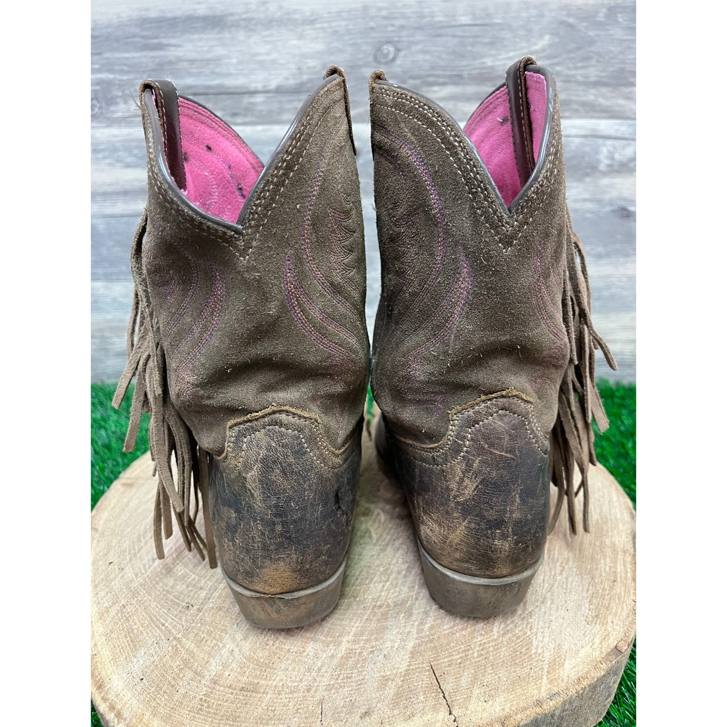 Ariat Youth - Size 3.5 - Brown Fringe Cowboy Boots Style 10011908