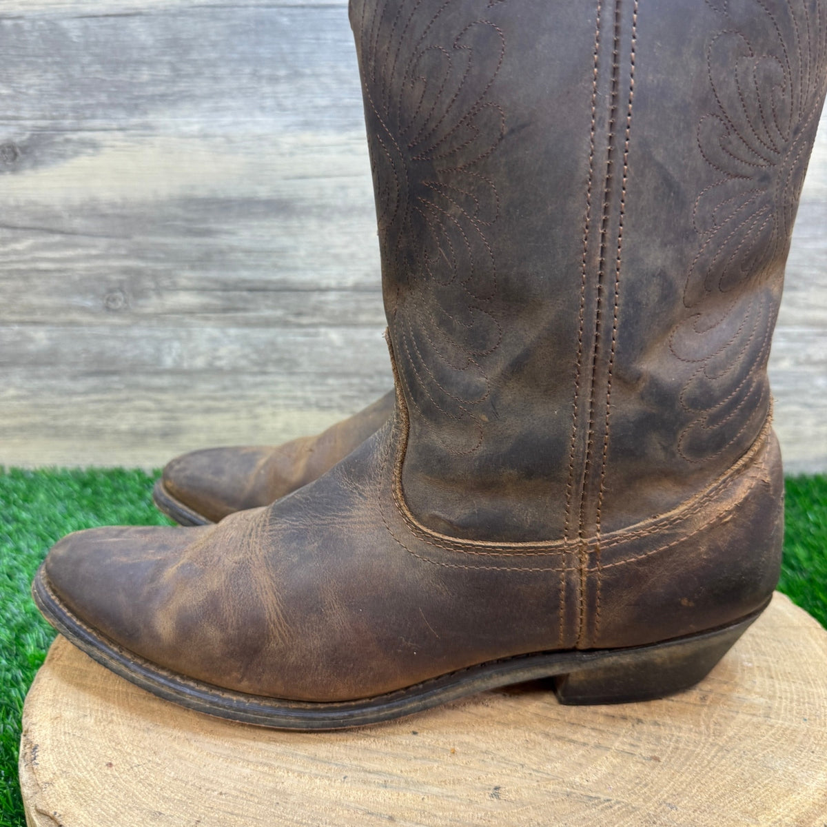 Masterson Women - Size 12M - Brown Embroidered Leather Cowboy Boots Style RB7440