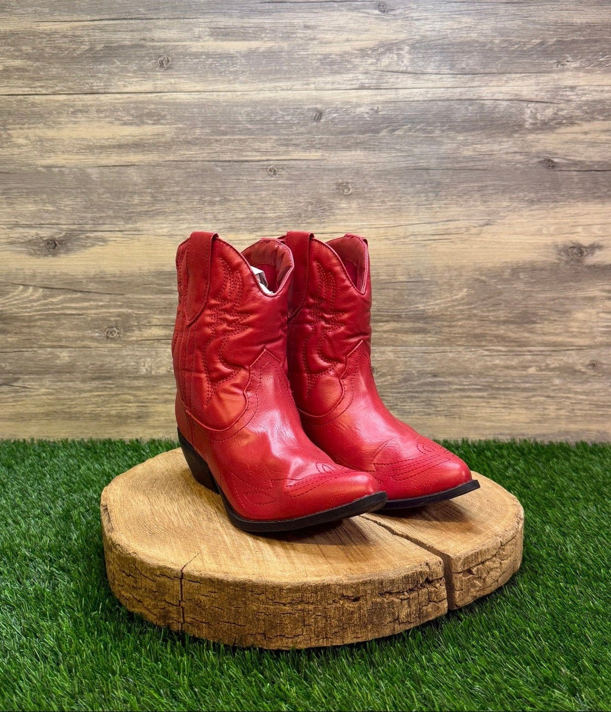 Soda Women - Size 7.5 - Red Faux Leather Ankle Boots