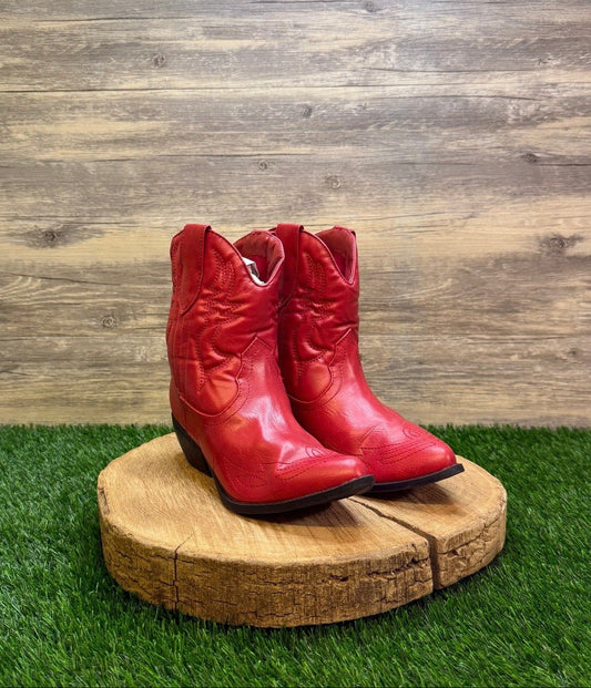 Soda Women - Size 7.5 - Red Faux Leather Ankle Boots