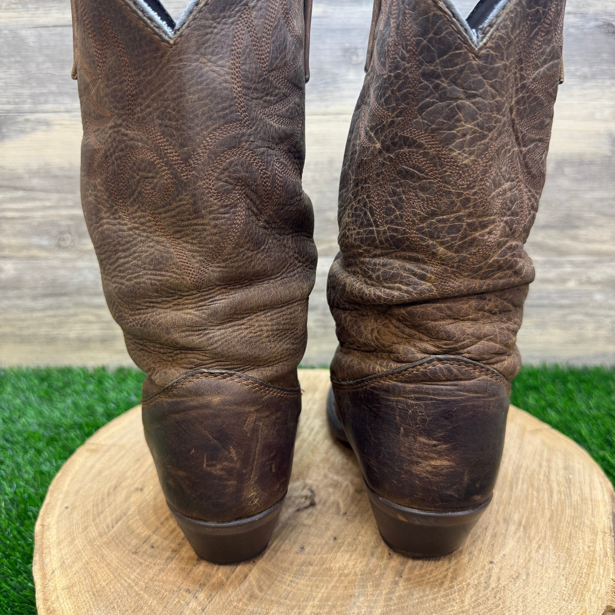Dingo Women - Size 7M - Brown Slouch Toe Plate Western Cowboy Boots DI7542