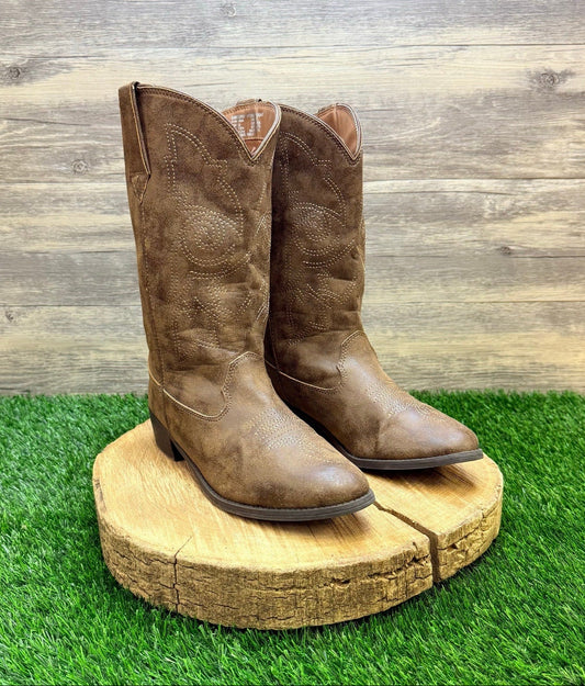 Wonder Nation Youth - Size 6 - Brown Faux Cowboy Boots 28DP059