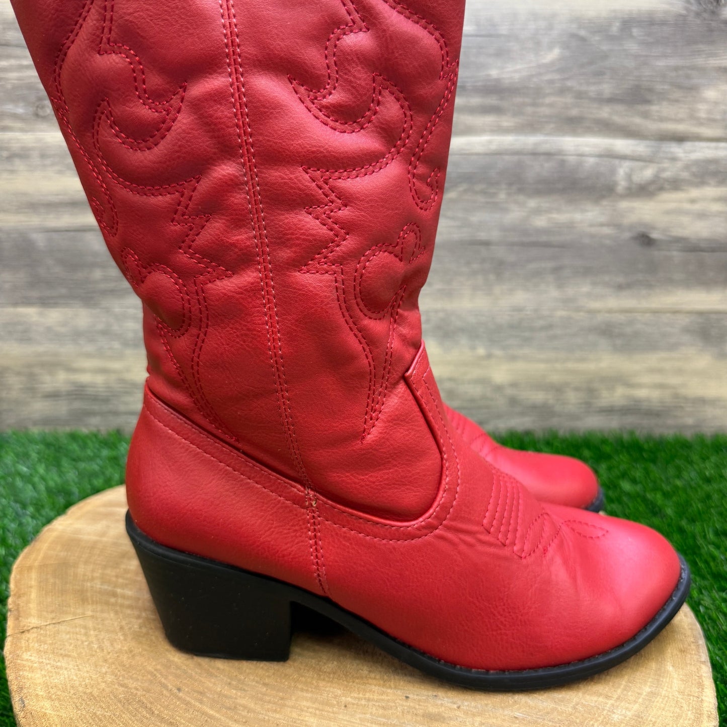 Charles Albert Women - Size 8 - Red Faux Leather Cowboy Boots
