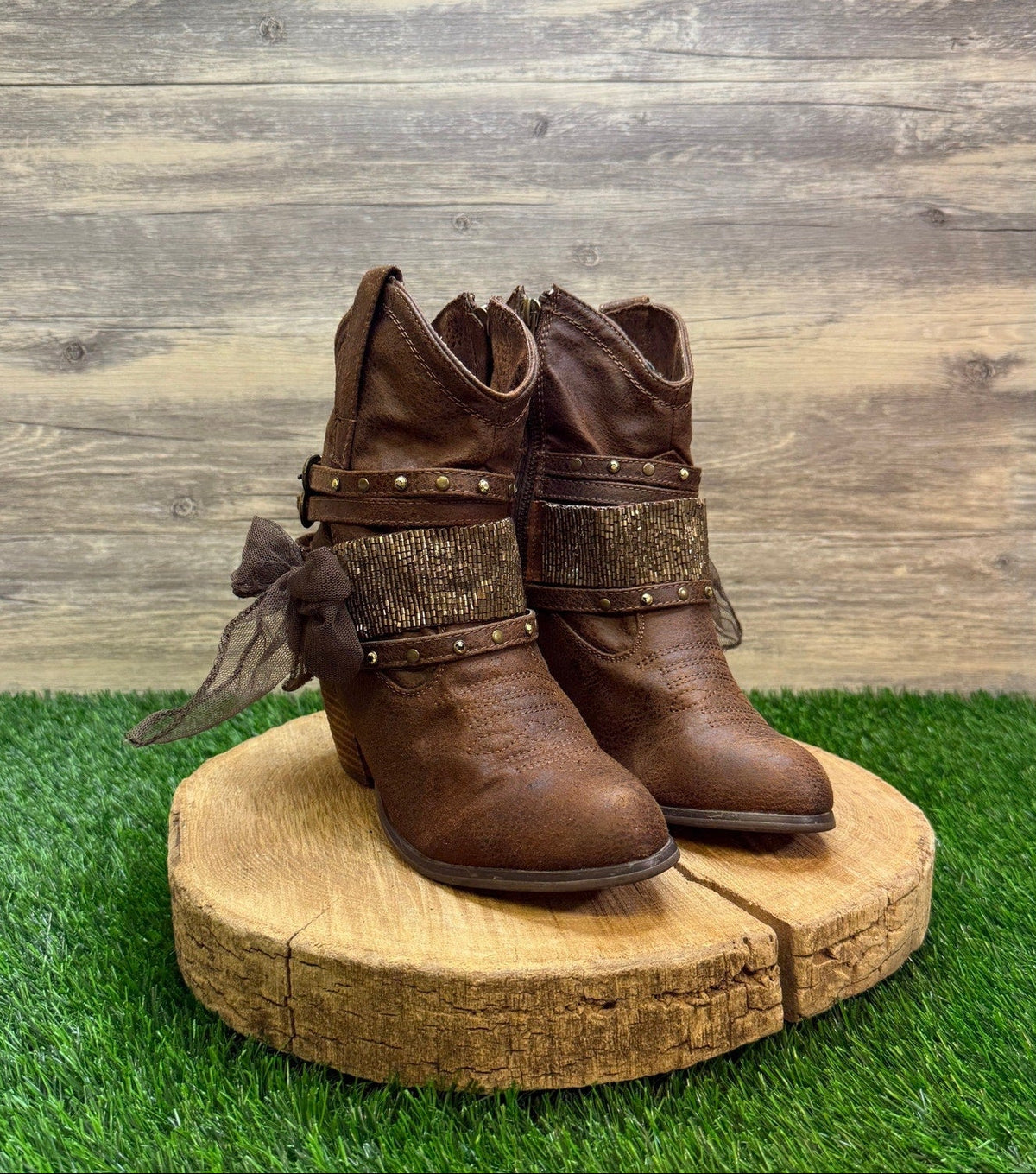 Not Rated Women - Size 8 - Brown Faux Suede Zipper Ankle Boots Style 52251