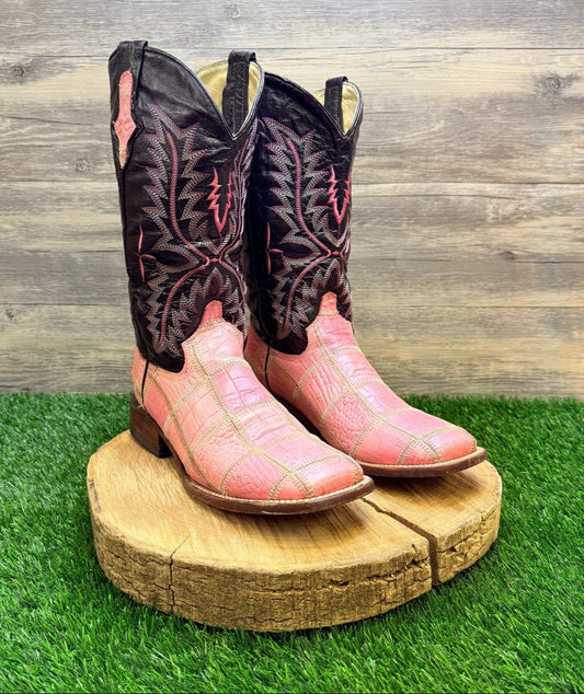 Ferrini Women - Size 10B - Black / Pink Patchwork Square Toe Cowboy Boots