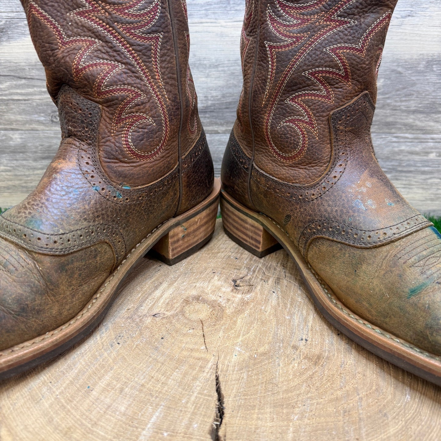 Ariat Men - Size 13D - Brown/Red Square Toe Western Cowboy Boots Style 10012788