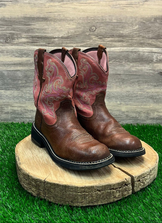 Ariat Women - Size 8.5B - Brown/Pink Round Toe Cowboy Boots Style 10010808