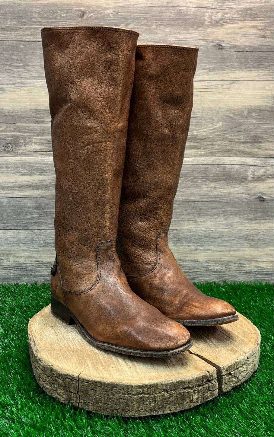 Frye Women - Size 9.5B - Tan Tall Shaft Zipper Boots Style 76430