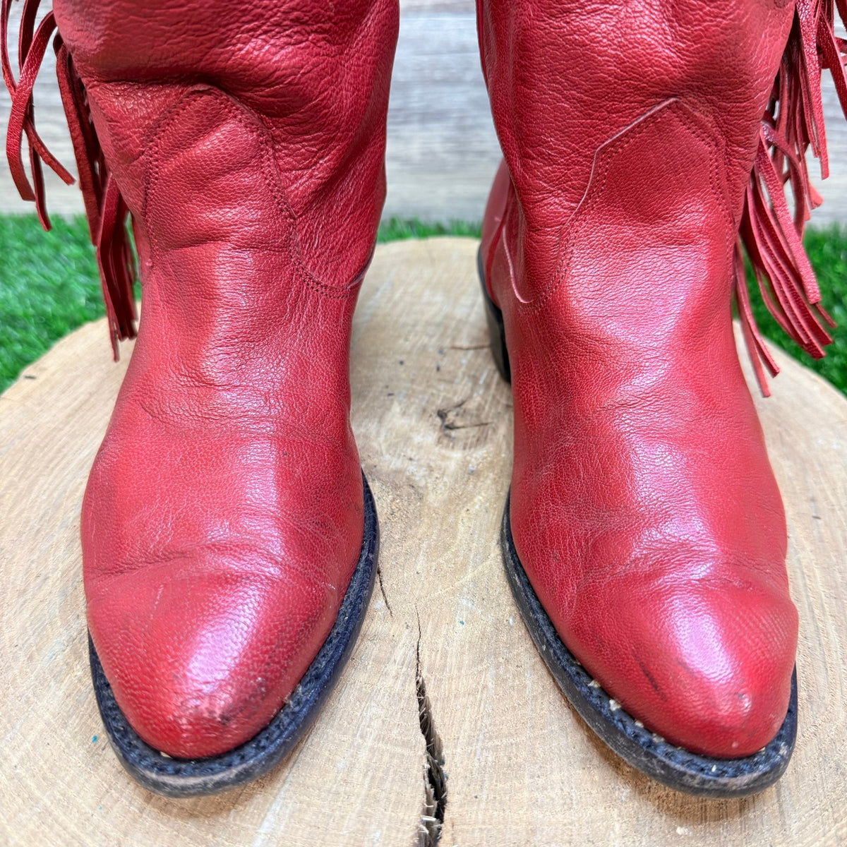 Evenin’ Star Youth - Size 2.5 - Vintage Red Fringe Western Cowboy Boots