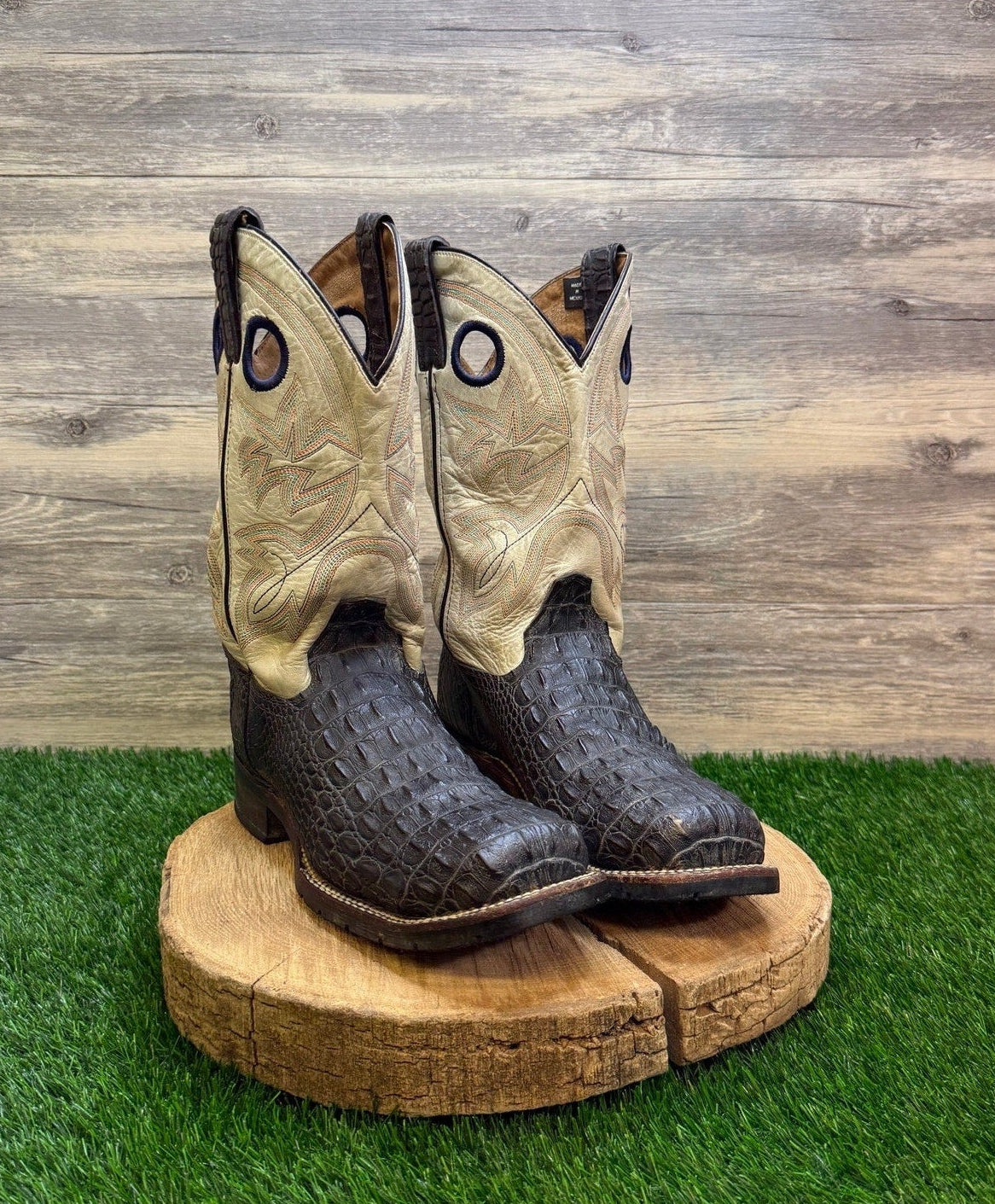 Double H Men - Size 8.5D - Black/Cream Caiman Steel Toe Work Boots DH5230