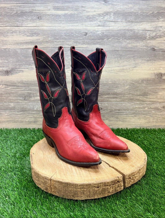 Laredo Women - Size 7M - Vintage Red / Black Flower Western Cowboy Boots