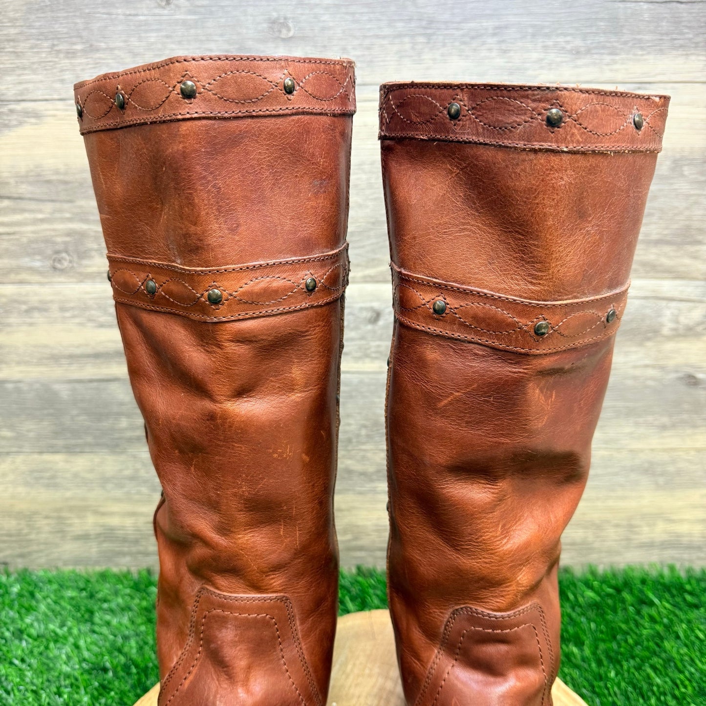 Frye Women - Size 9B - Brown Tall Studded Boots 77901