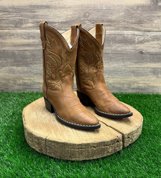 Old West Youth - Size 13D - Tan Cowboy Boots 8129