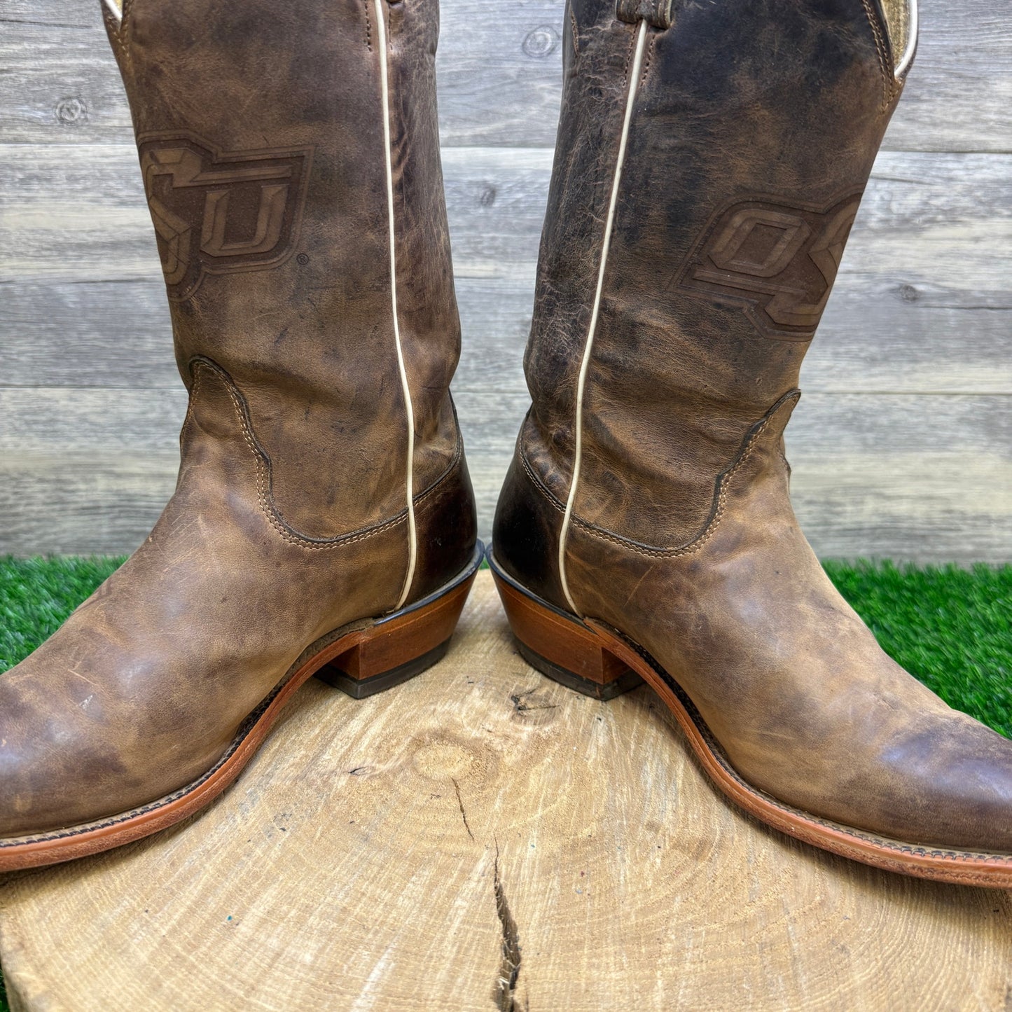 Nocona Women - Size 7B - Brown Oklahoma State University Snip Toe Cowboy Boots