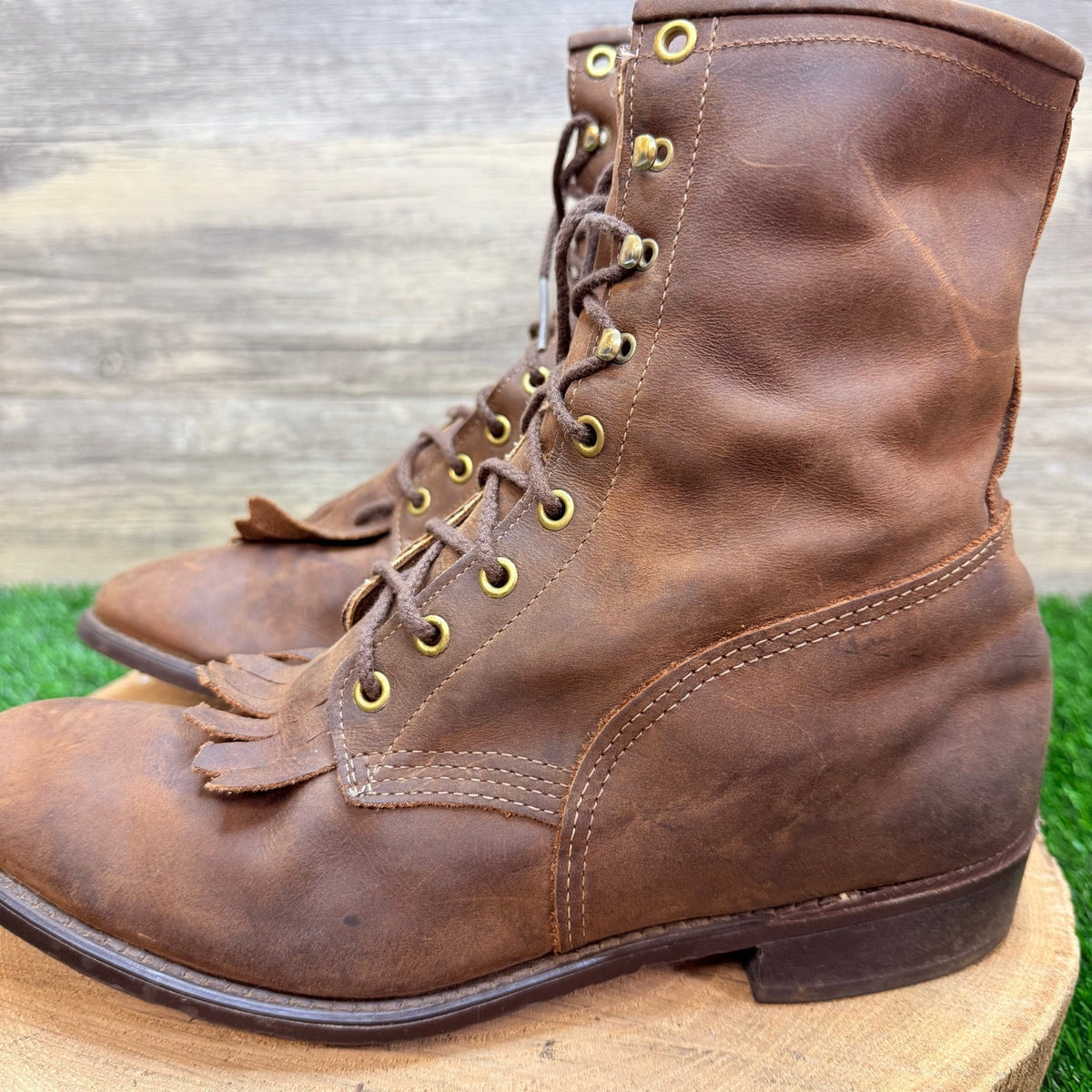 American West Men - Size 9.5EW - Brown Lace Up Boots 6992