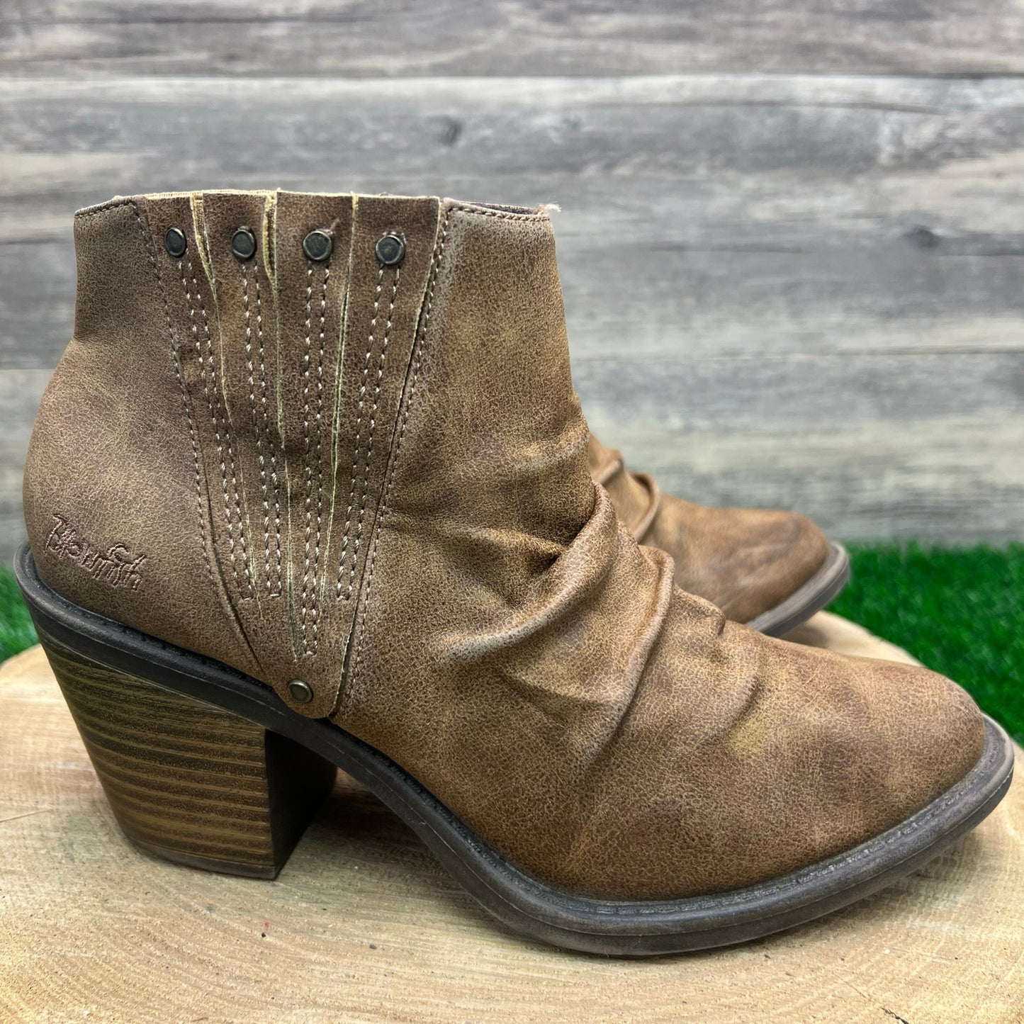 Blowfish Women - Size 8 - Brown Malibu Vegan Zipper Ankle Boots
