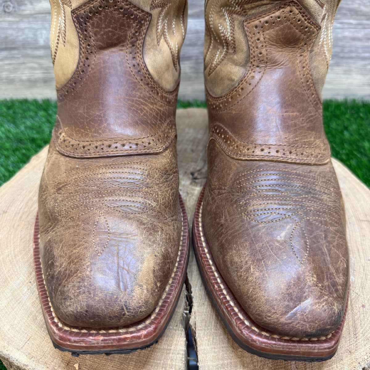 Ariat Men - Size 10.5EE - Two Tone Brown Square Toe Cowboy Boots 10002230