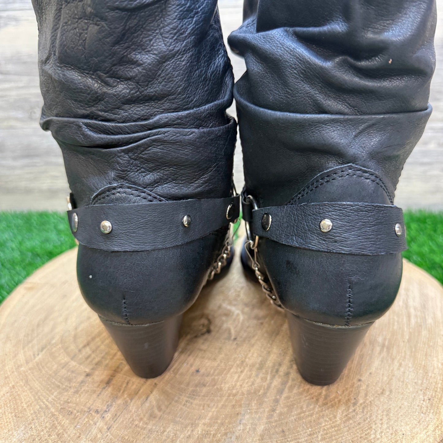 Dingo Women - Size 7.5M - Black Harness Ankle Cowboy Boots Style DI522