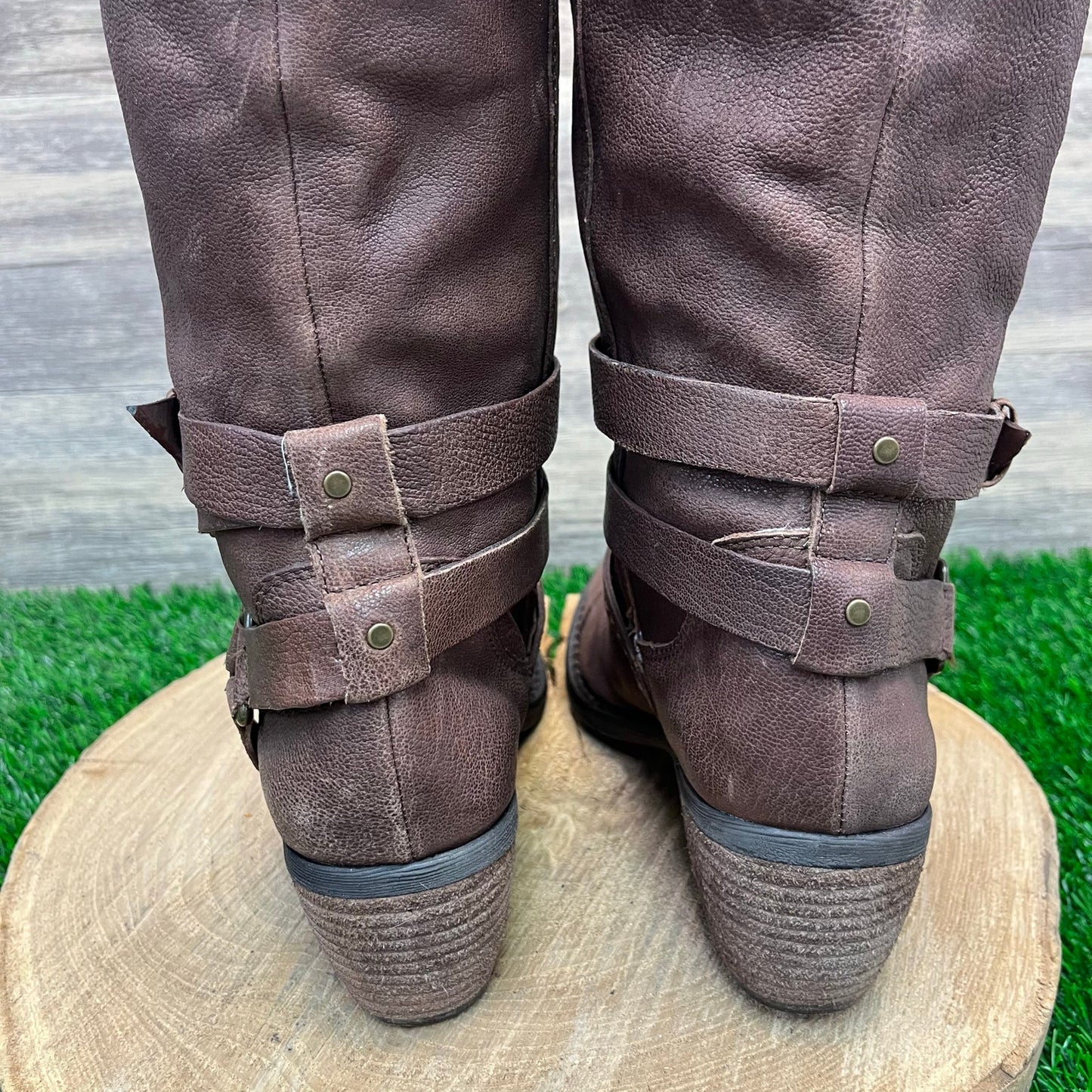 Gianni Bini Women - Size 8.5M - Brown Harness Tall Shaft Boots