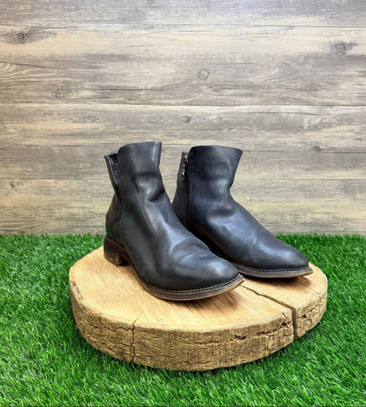 Franco Sarto Women - Size 8.5W - Black Soft Leather Ankle Zipper Boots Happily