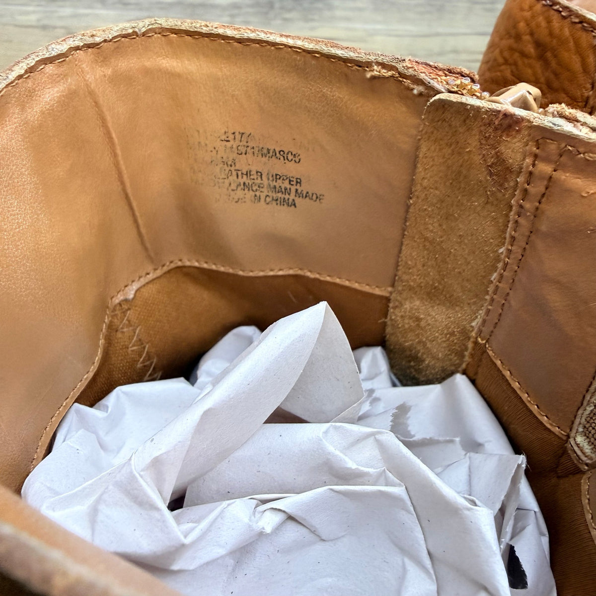 Unknown Women - Size 8.5M - Cognac Leather Zipper Boots 1221