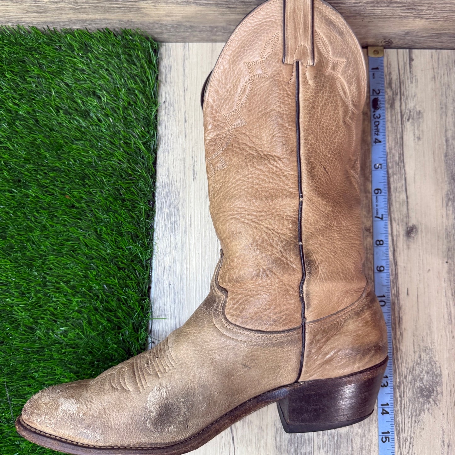 Abilene Men - Size 10.5D - Beige Soft Skin Western Cowboy Boots Style 6600