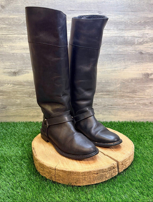 Cole Haan Women - Size 8AA - Black Harness Riding Boots F8829