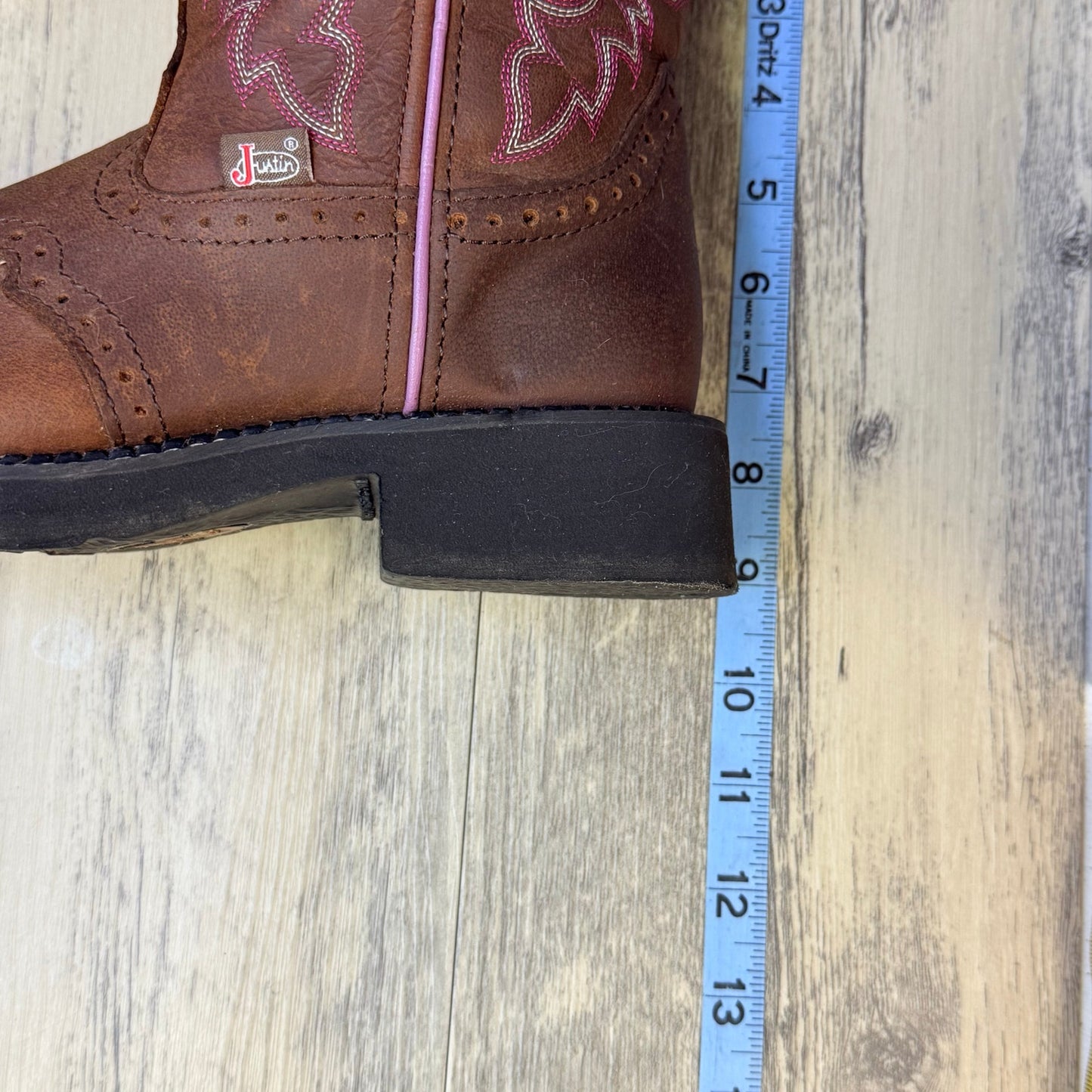 Justin Women - Size 6.5B - Brown / Pink Gypsy Round Toe Cowboy Boots L9903