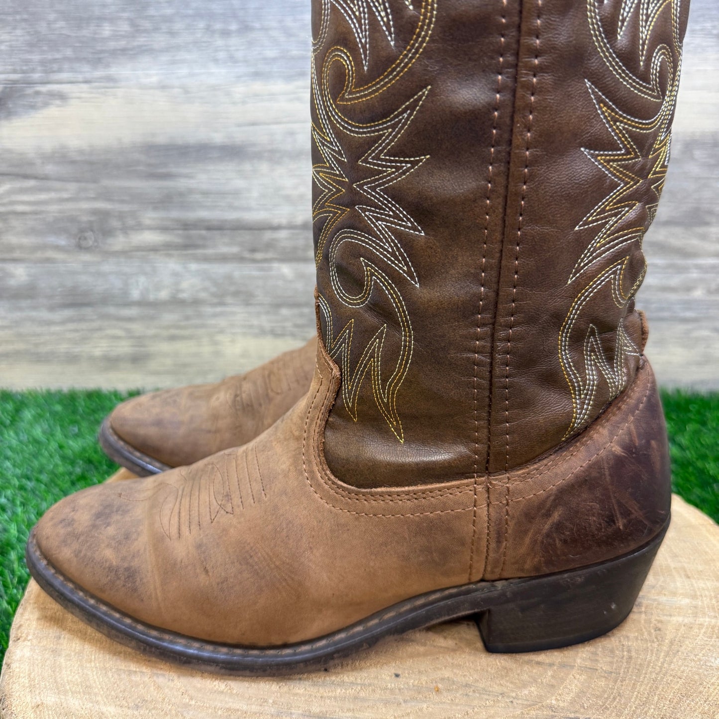 Shoe Department Men - Size 7.5D - Two Tone Brown Western Cowboy Boots 05168
