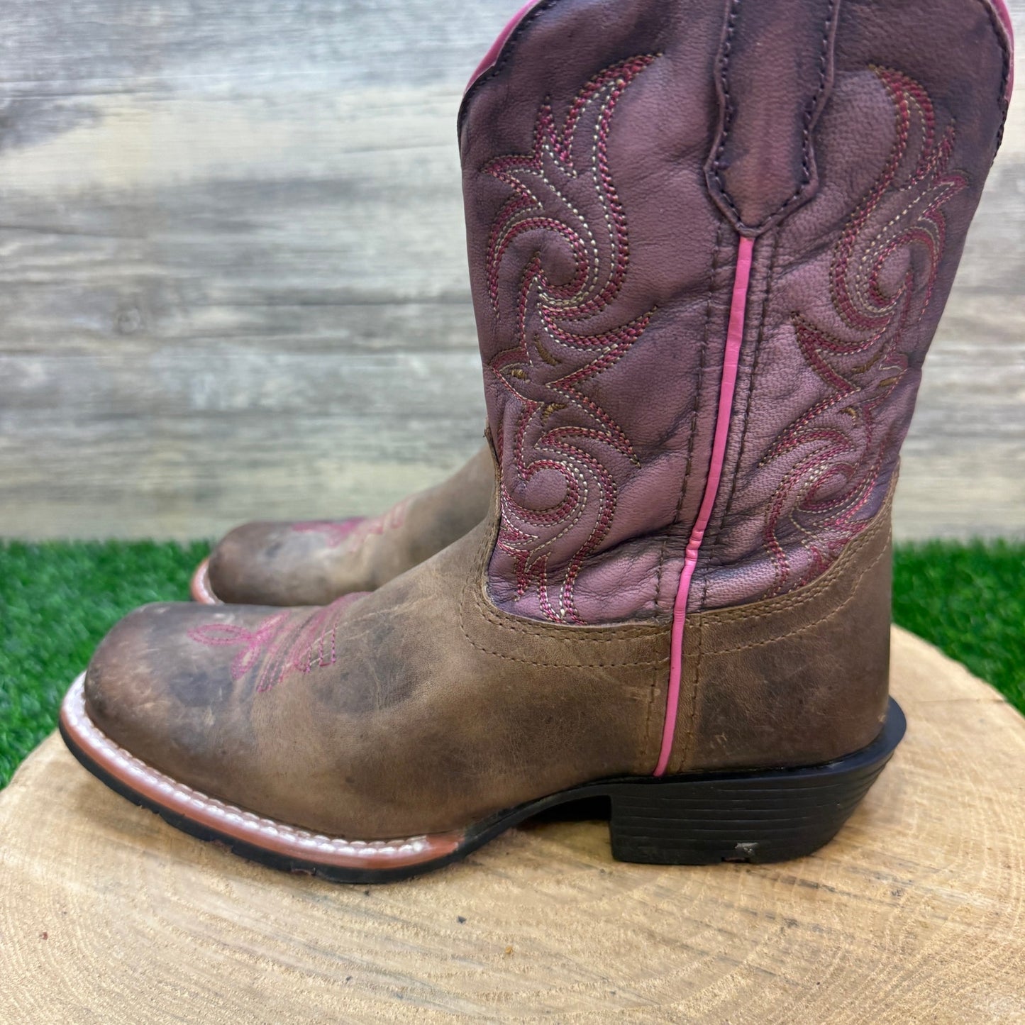 Dan Post Youth - Size 3D - Brown/Purple Square Toe Cowboy Boots DPC2947