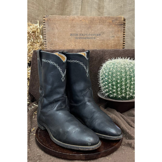 Justin Men - Size 10D - Black Roper Cowboy Boots Style 3233