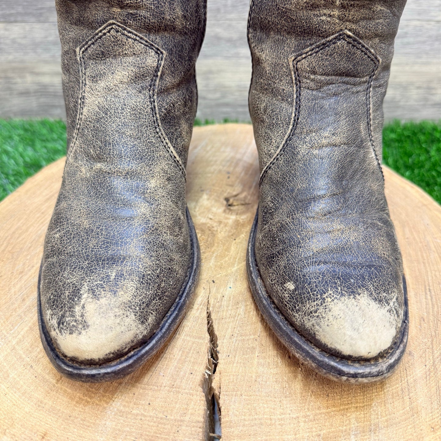 Old West Women - Size 5.5 - Distressed Black Zipper Boots 18152