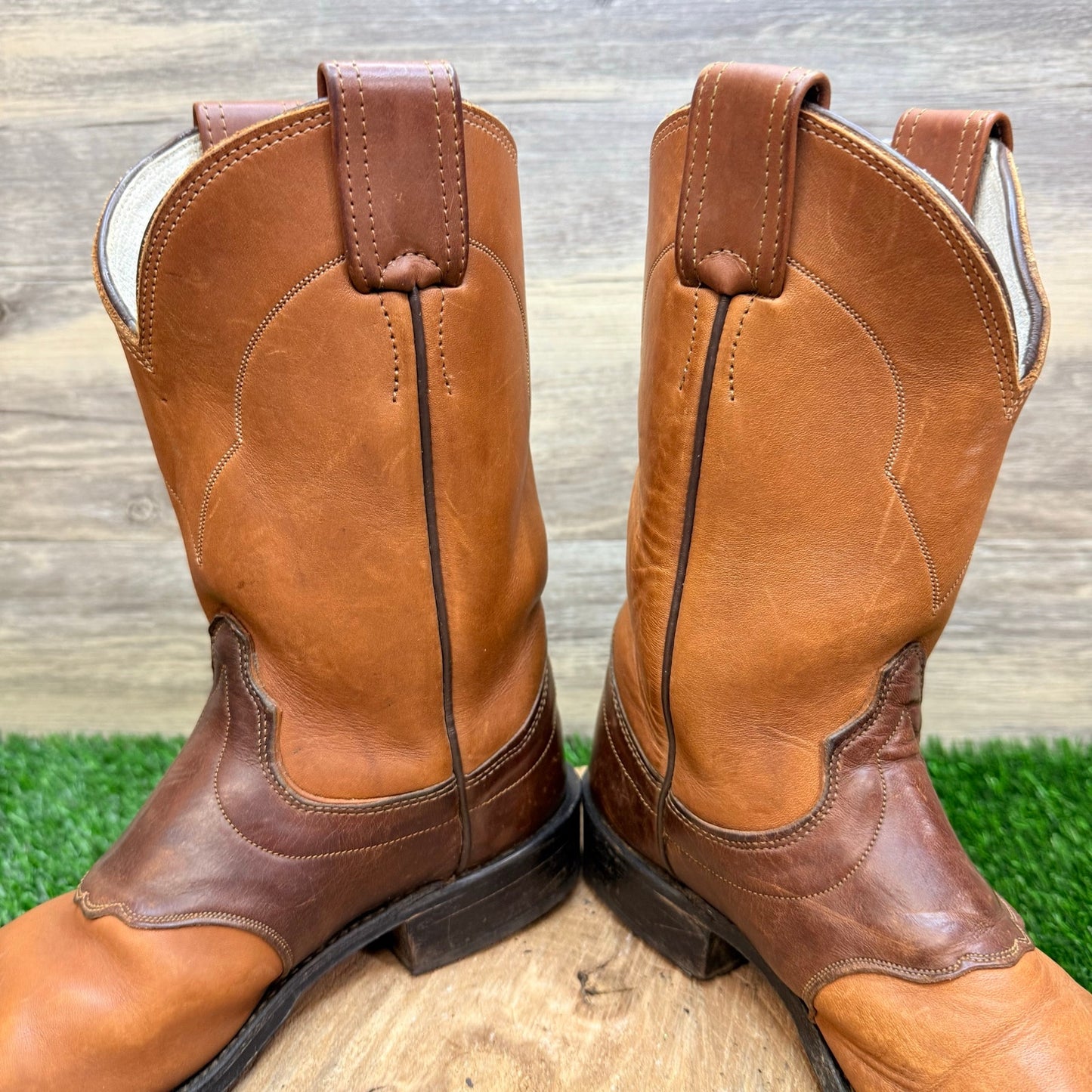 Olathe Women - Size 5.5B - Vintage Two Tone Brown Western Cowboy Boots 6725