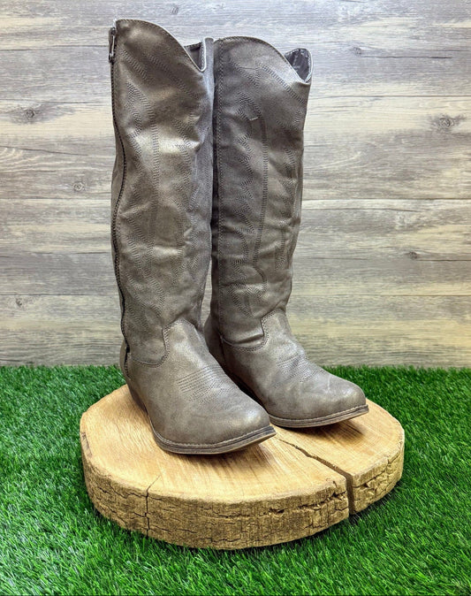 Rampage Women - Size 7.5 - Metallic Faux Leather Tall Cowboy Boots Telula