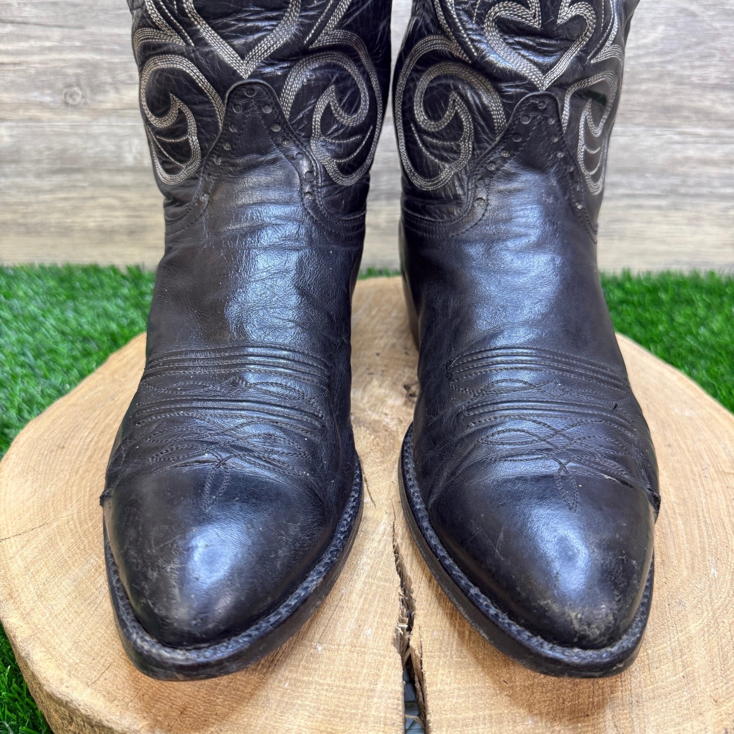 Hondo Boots Men - Size 10D - Vintage Black Western Cowboy Boots Style 90544