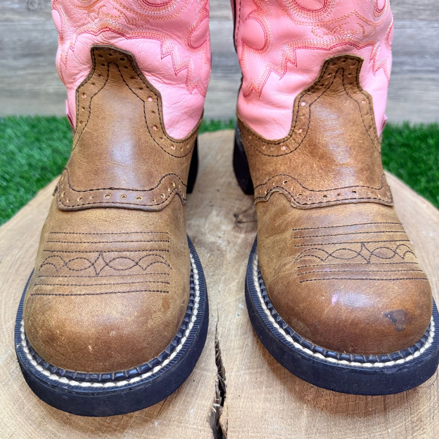 Justin Women - Size 8B - Brown / Pink Gypsy Cowboy Boots L9901