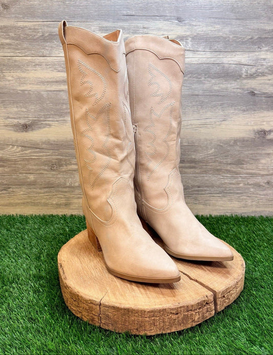 DV Women - Size 10 - Beige Faux Leather Boots Kezzy