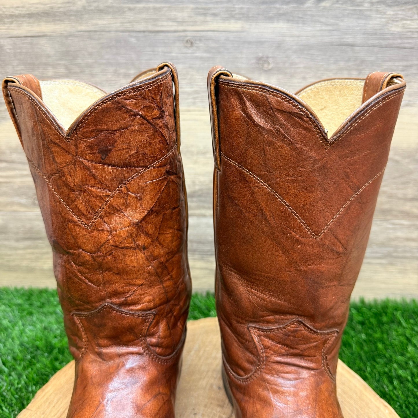 Justin Women - Size 8B - Vintage Marbled Brown Roper Western Cowboy Boots L3163