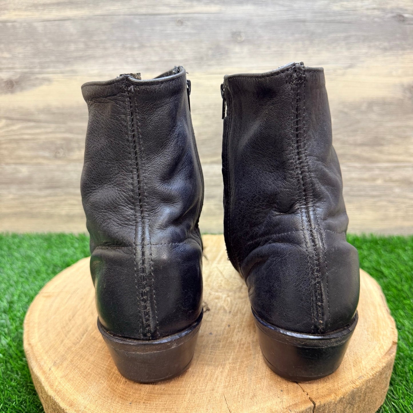 Unknown Men - Size 8.5EE - Vintage Black Ankle Zipper Boots 6082