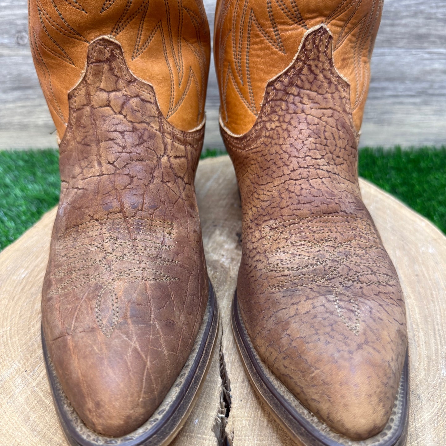 Wrangler Men - Size 8.5D - Vintage Tan Exotic Print Faux Leather Cowboy Boots
