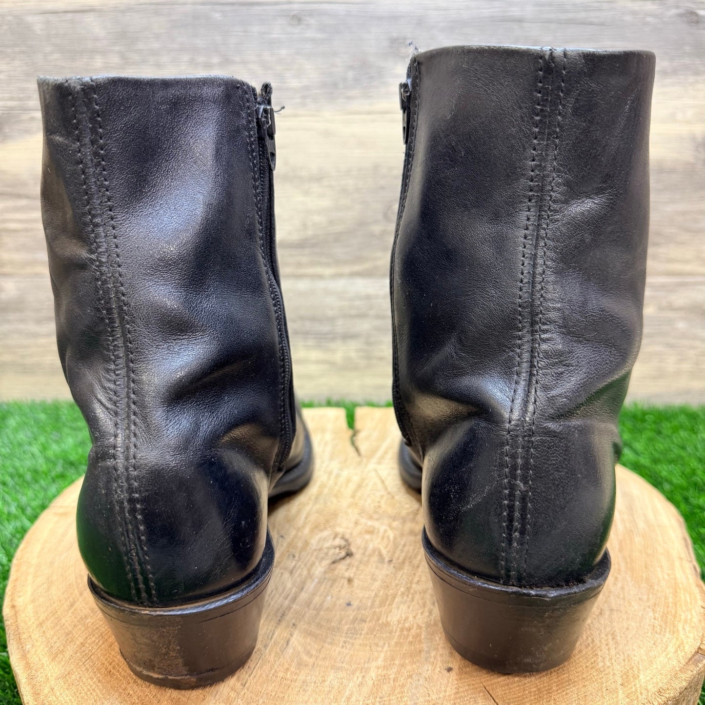 Double H Men - Size 8.5D - Black Zipper Ankle Faux Boots