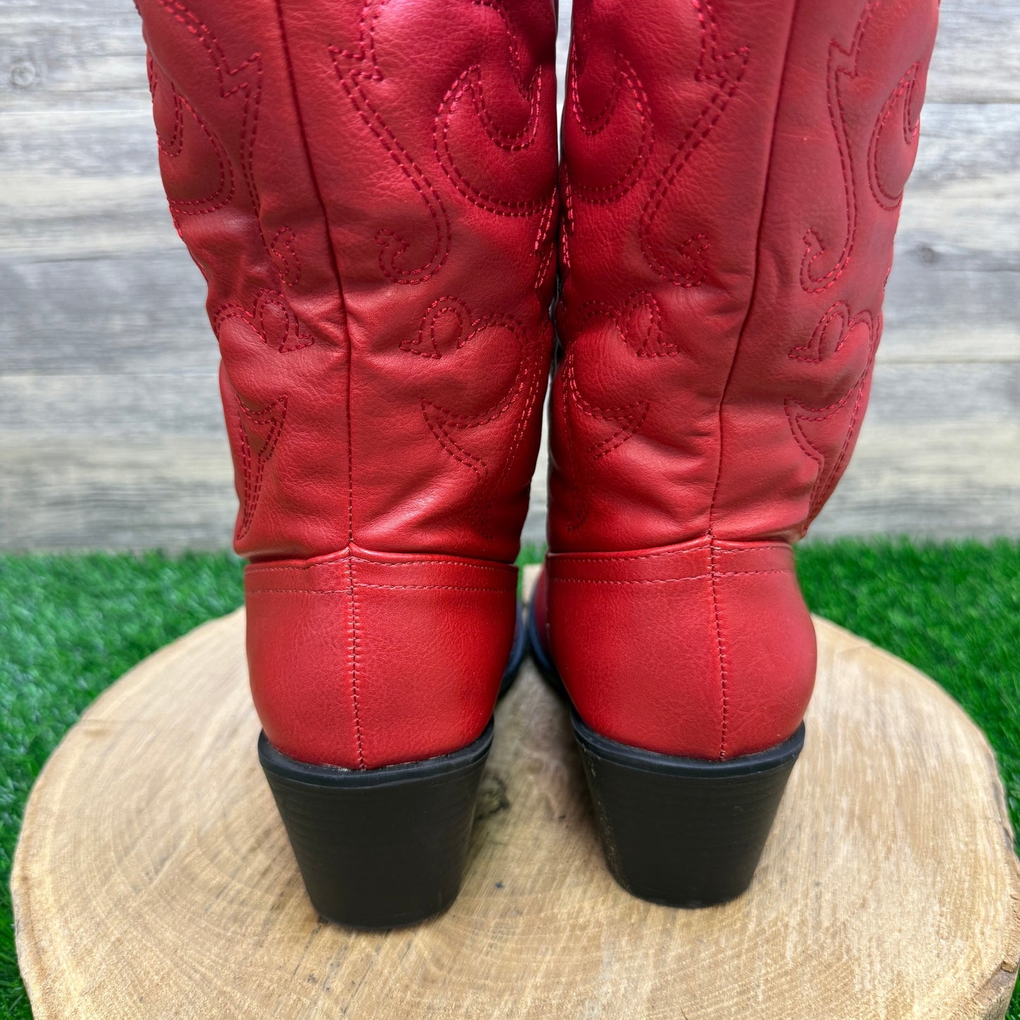 Charles Albert Women - Size 8 - Red Faux Leather Cowboy Boots