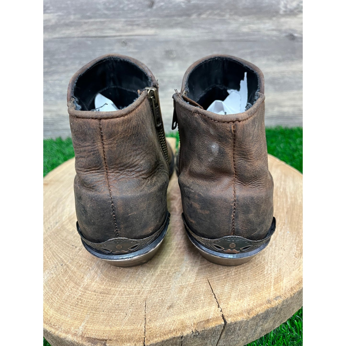 Unknown Women - Size 10M - Brown Snip Toe Ankle Zipper Boots Style 4566