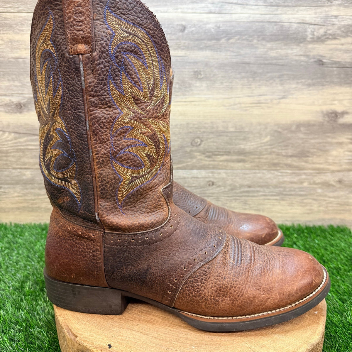 Justin Men - Size 10.5D - Brown Stampede Western Cowboy Boots 7200